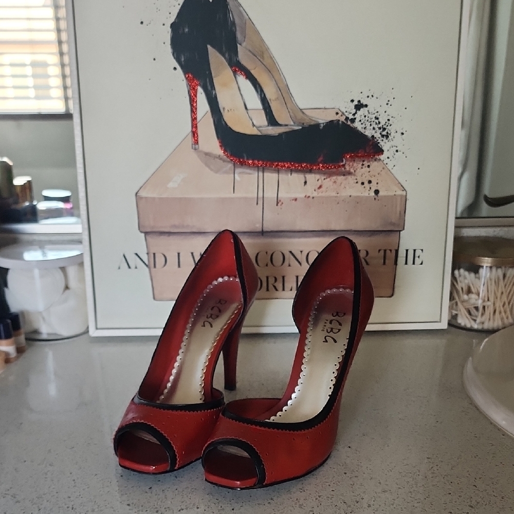 Bcbg Elegant Red Peep-Toe Heels